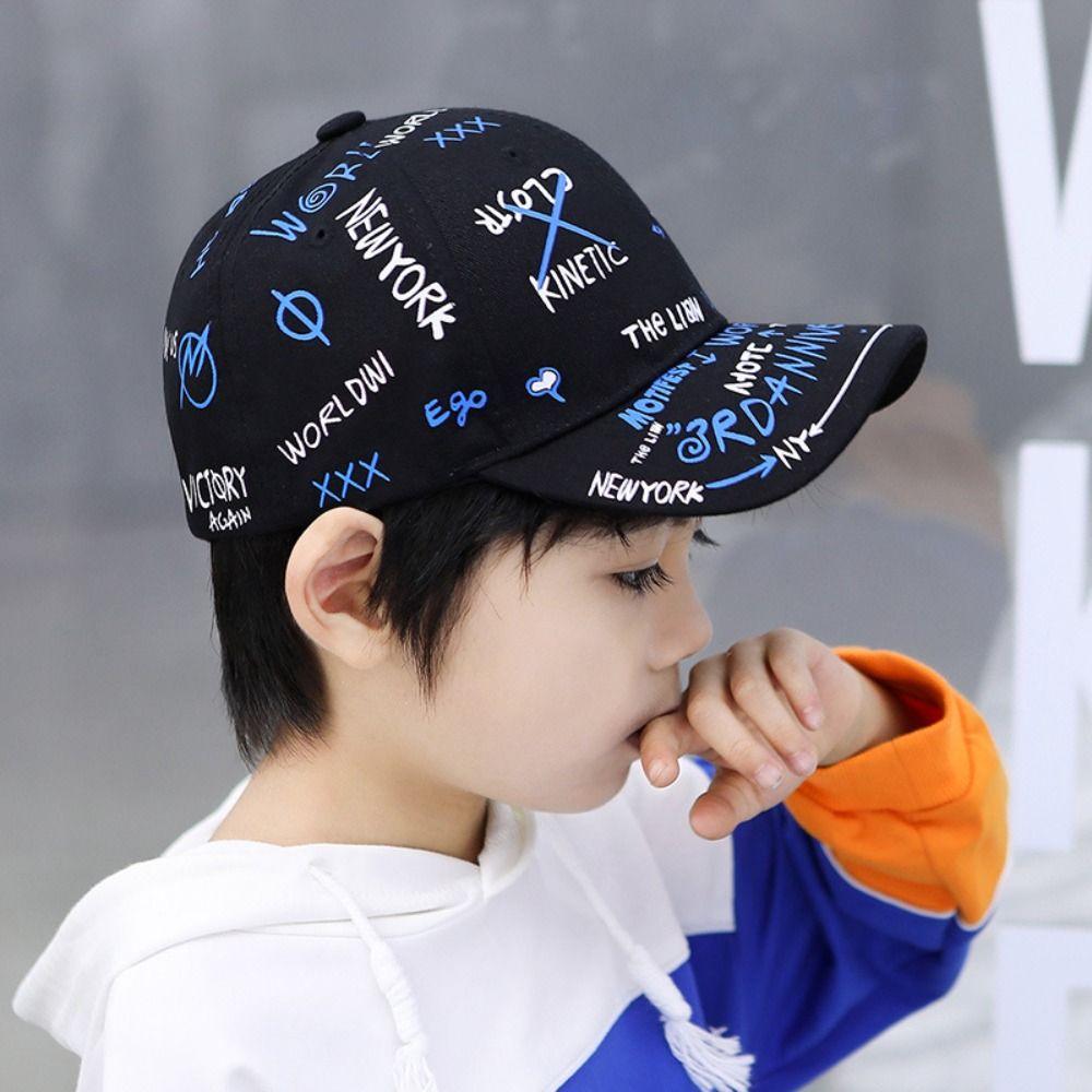 Trendy Adjustable Baseball Cap Breathable Sun Protection Graffiti Print Cap Hip Hop Sunshade Hats for Boys Girls