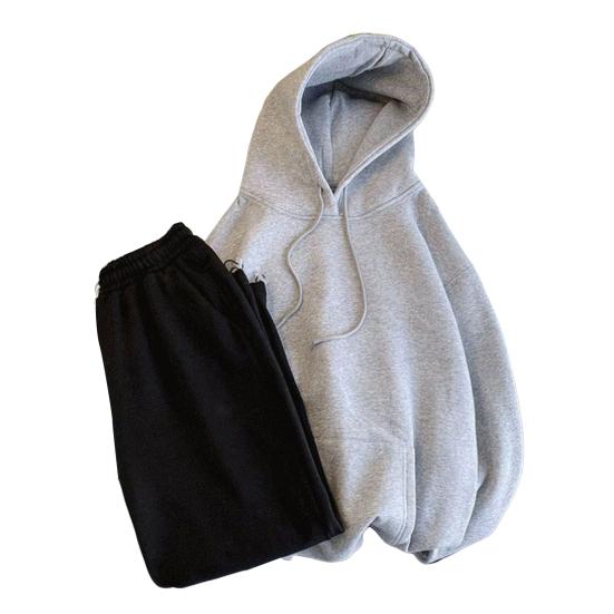 2-teiliges Sportanzug-Set für Herren, langärmelig, mit Kapuze und Kordelzug, große Taschen, einfarbiges Jogginghosen-Set, vielseitige Sportbekleidung