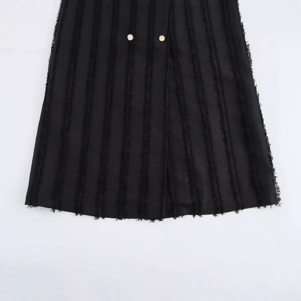 2025 Spring Women's Sleeveless Double-Breasted Waist-Hugging Dress - European & American Style Fashion