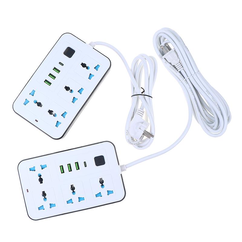 AB Fişli 2/3 Pinli Priz 1 Tip-C 3 USB Portlu 4 Yollu AC Priz 2/3/5M Uzatma Priz Şarj Edebilir Elektrik Priz