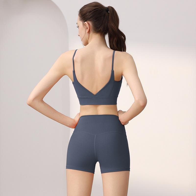JYL Yoga Shorts Trousers Suit Fixed Cup  Quick Dry Breathable Running Fitness Shorts