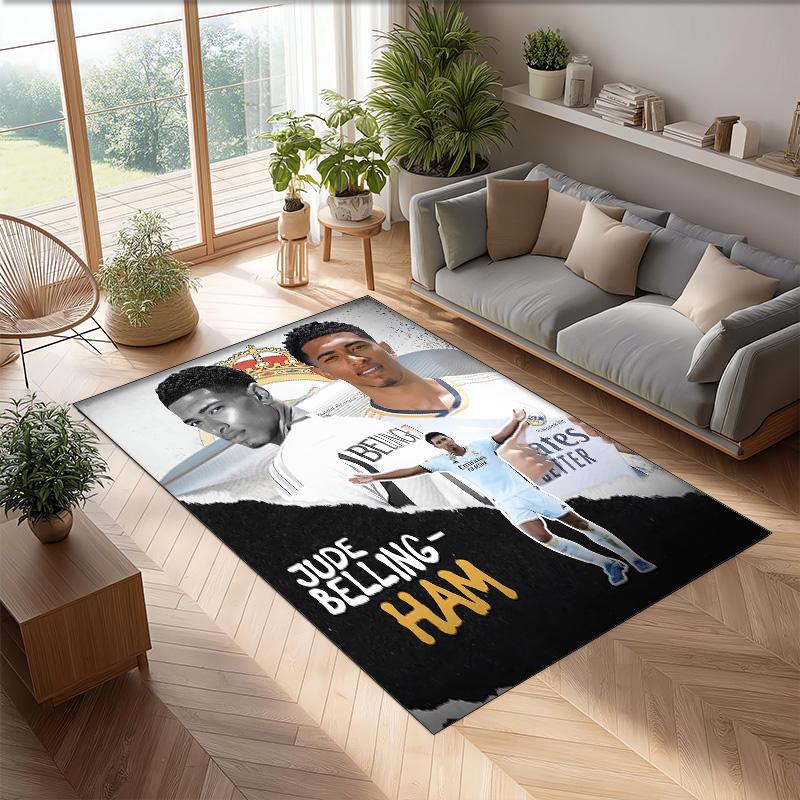 Jude Bellingham Printed Flannel Area Rug Non Slip Soft Polyester Floor Carpet Indoor Decor Mat for Bedroom Living Room Sofa