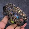 Natural Rainbow Solar Quartz Copper Wire Wrap Cuff Bangle Adjustable ET-4663