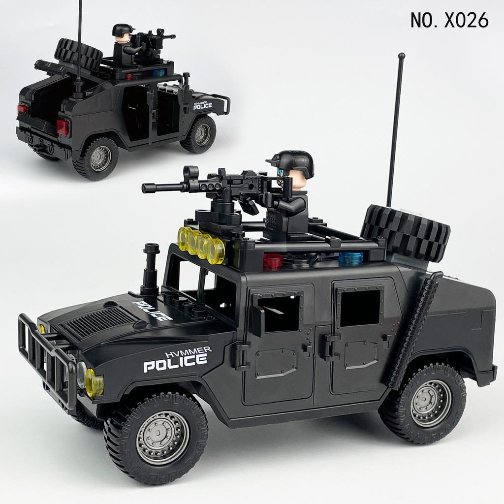 X026 Special Police Black Panther Hummer Building Blocks Children's Building Blocks
