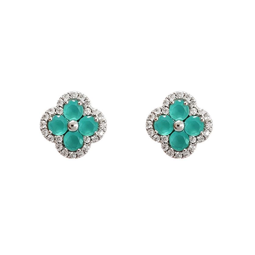 Exquisite Four-Leaf Clover Zirconia Stud Earrings - Sweet & Versatile Women’s Accessory