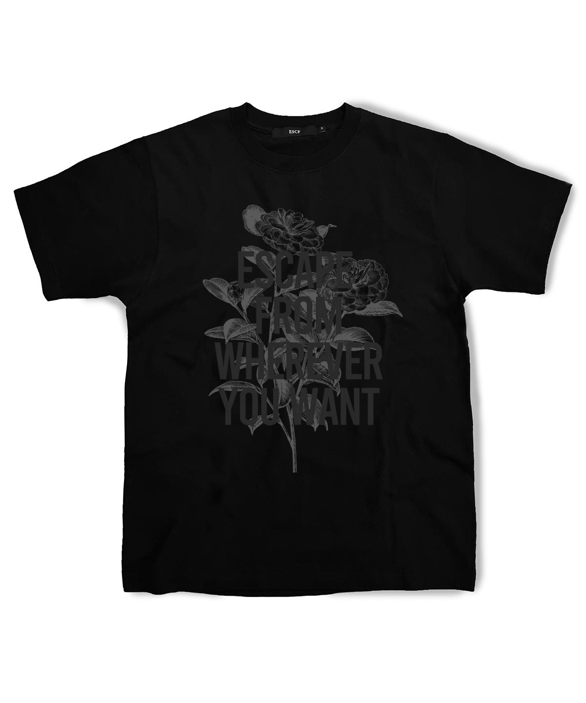 Escape From Gray Line Camellia T-Shirt Black L