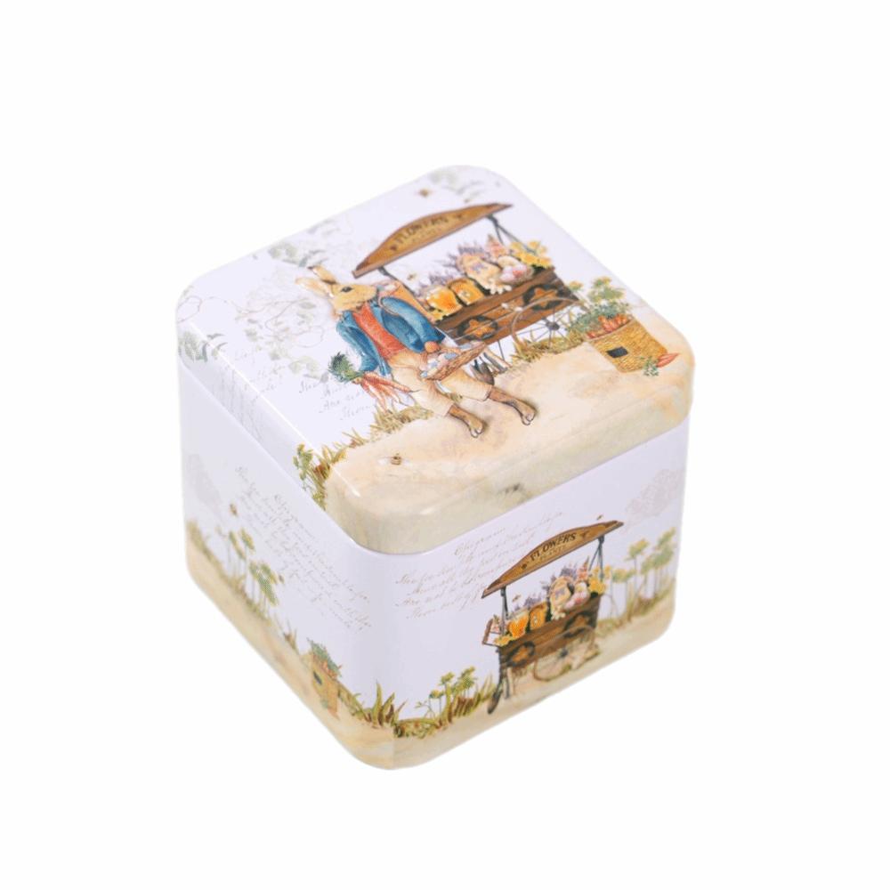 Iron Material Easter Gifts Box Square Shape Rabbit Tin Storage Box  Candy Storage