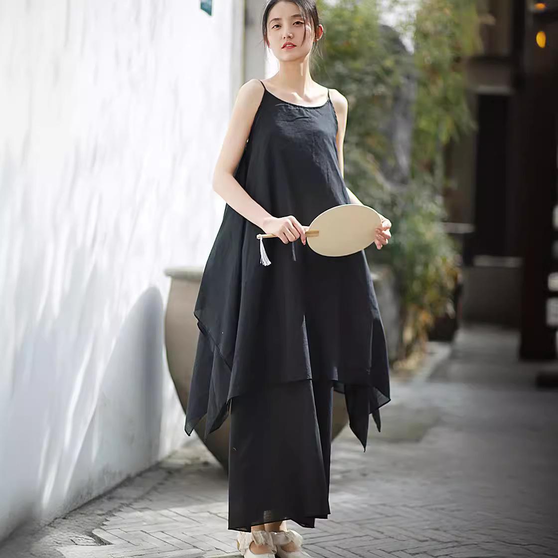 

Весна и лето Zen Cotton Двухслойная юбка с неровными подвязками One Size чёрный