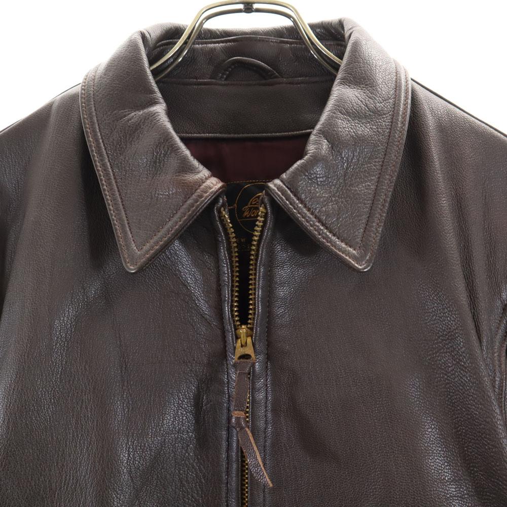 LOST WORLDS Made in USA G-8 leather jacket 38 Brown TALON ZIP FLIGHT Men's Used