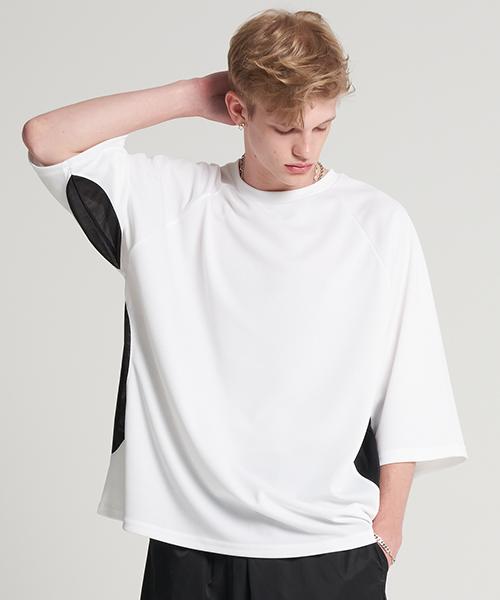 Tener Mesh Color Block Boxy Tee White F