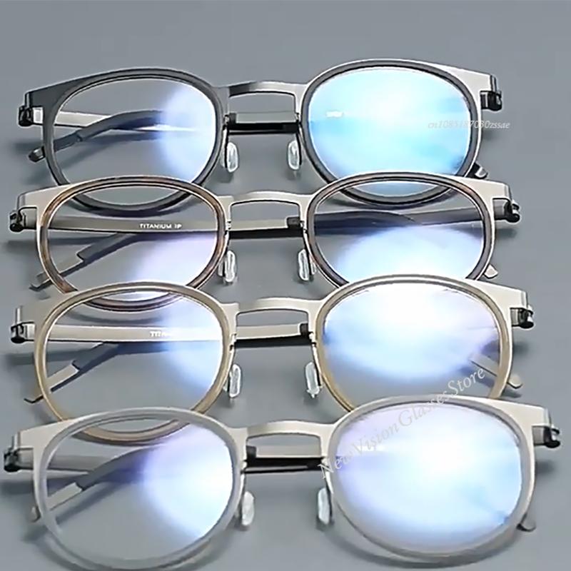 Ultralight Glasses Frame Men Women Fashion Retro Round Screwless Eyeglasses Titanium Acetate  Classic Design
