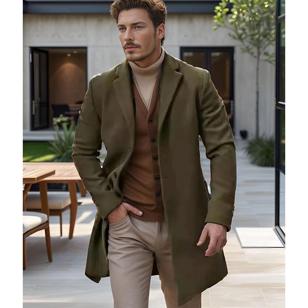 Men's British Style Wool Trench Coat - Mid-Length, Thick, Multiple Colors & Sizes (Autumn/Winter)