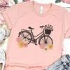 Blommig Cykel T-shirt För Unisex Retro Grafisk Tee Mors Dag Present Hennes Unisex Lärare Cykel Vintage