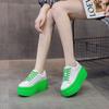 Fashion High quality 8cm Super High Platform Wedge Sneakers Genuine Leather Shoes Women Spring Autumn Green White Shoes Summer Sneakers