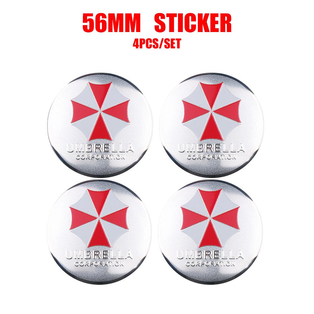 BAYD7 4PCS 56mm Umbrella Corporation Emblem Car Wheel Center Cover Sticker Auto Hub Caps Decal Accessories For Toyota Renault Volvo
