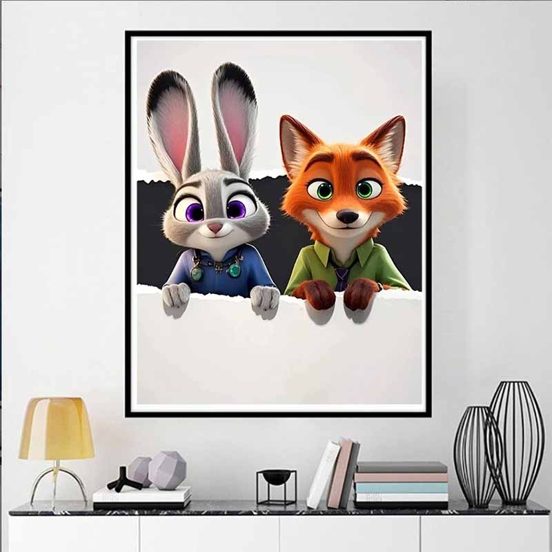 Disney Diamond Painting Zootopia Judy  Nick Interactive 5D DIY Rhinestone Diamond Embroidery Cross Stitch Home and Wedding Decoration