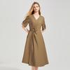 Women's Commuter V-Neck Short Sleeve Midi Dress