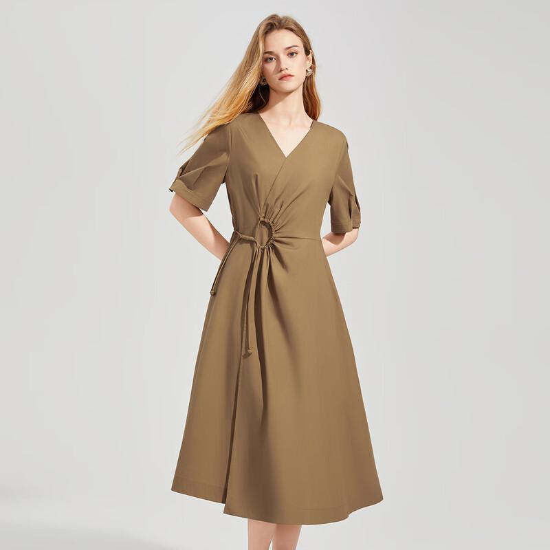 Women's Commuter V-Neck Short Sleeve Midi Dress