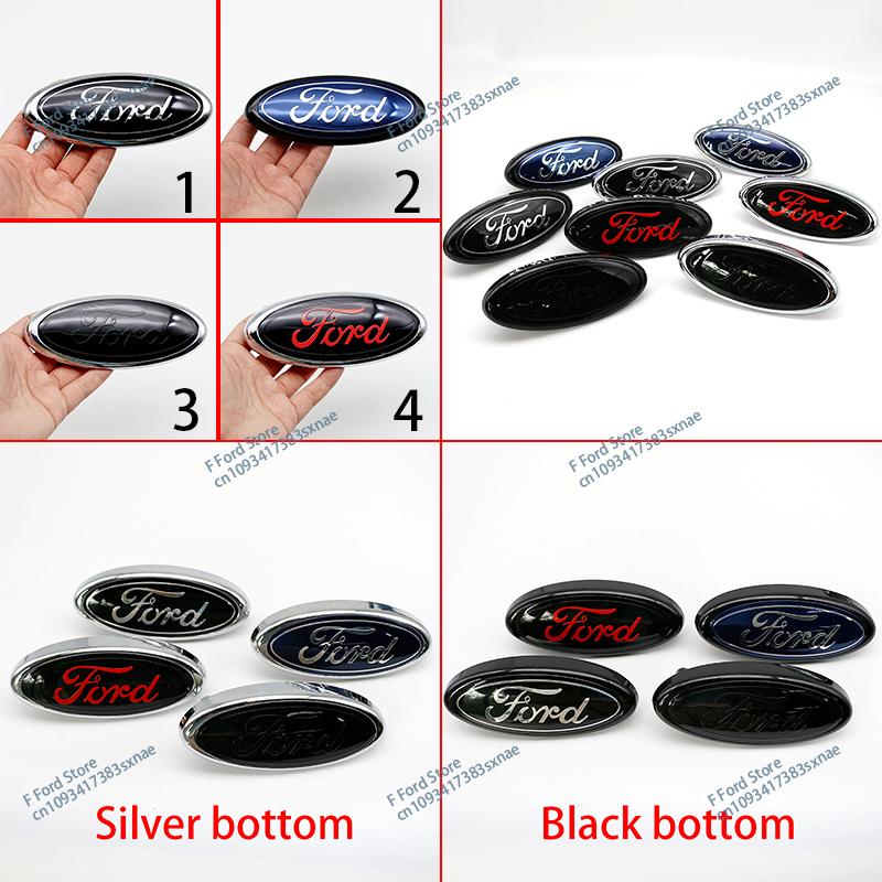 LLI6 14.5cm Car Logo Front Head Hood Bonnet Rear Trunk Badge ABS Emblem For Ford Mondeo Focus Fusion MK2 MK4 F150 F250 Accessories