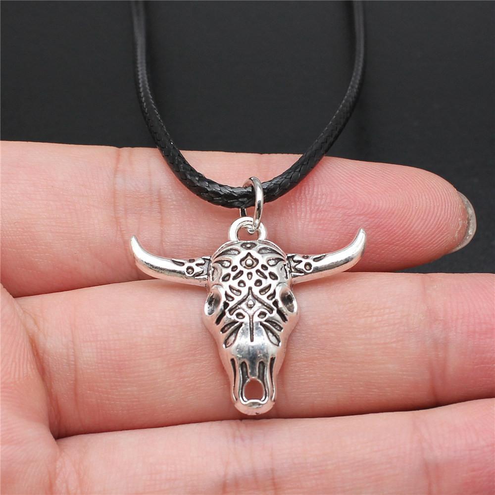Skull Necklace Leather Chain 45cm Women's Jewelry Thanksgiving Day Creative Ornaments