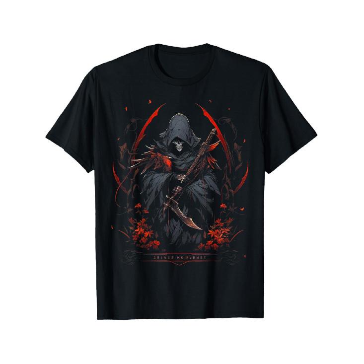 Men'S Grim Reaper With Scythe T-Shirt- 100% Cotton Soft Breathable Tee Suitable For Summer, Gothic Costume Event Outfit- Casual Outdoor Wear With
