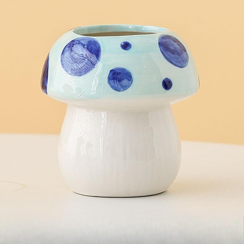 

Mushroom Pen Holder Ceramic Desktop Cute Girl Pen Holder Office Stationery Shelf Children s Student Creative Ornament синий