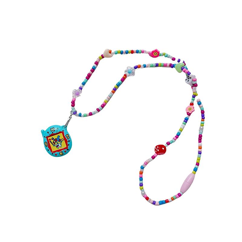 

Tamagotchi Cat Bear Keychain Realistic Electronic Pet Beads Necklace Pendant Keyring Jewelry Bag Decoration
