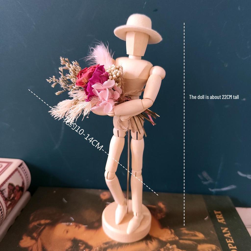 Jointed Wooden Puppet Doll: Handcrafted Human Body Ornament & Decompression Gadget.