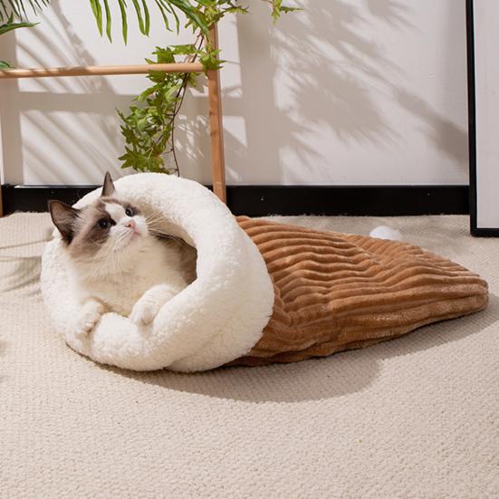 Cat Sleeping Bag Cozy Winter Plush Cat Sack Warm Pet Bed Cave Kittens Tunnel Calming Bed Pet Hideaway for Kittens Puppies Rabbits