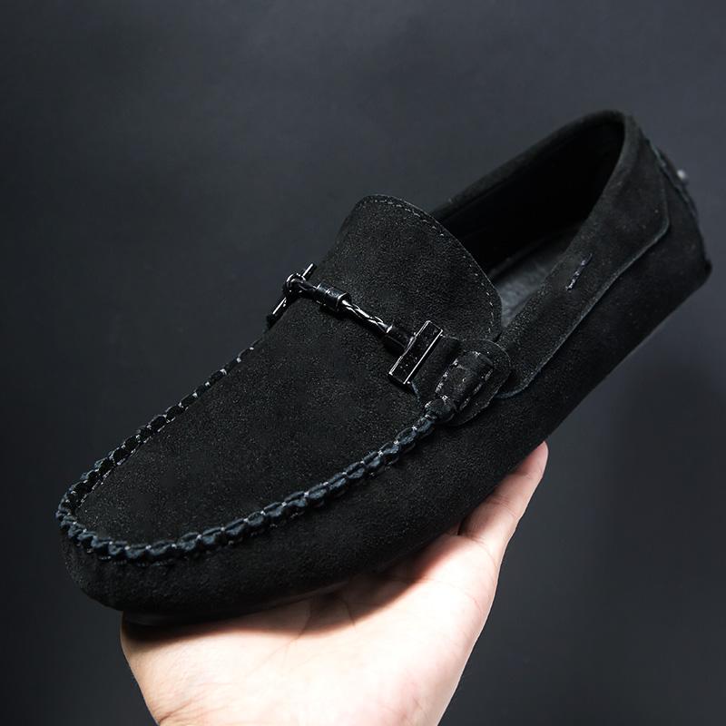 

Модные мужские туфли из натуральной кожи, классические деловые туфли на плоской подошве, для вождения, мужские винтажные дизайнерские туфли без застежек для офиса, повседневные мужские туфли 44 чёрный