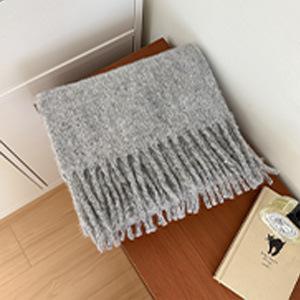 Korean Version Atmosphere Solid Color Scarf Unisex Autumn and Winter Scarf Manufacturer Wholesale Warm Thickened Thick Tassel