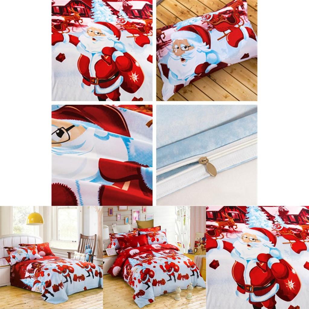 Elegant Santa Claus Holiday Quilt Cover Pillow Case Set For A Festive Bedroom