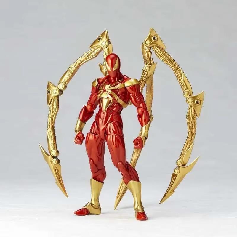 Revoltech Amazing Yamaguchi Iron Spider Action Figure Peter Red Gold Statue Model Collectible Toy For Kids Gift