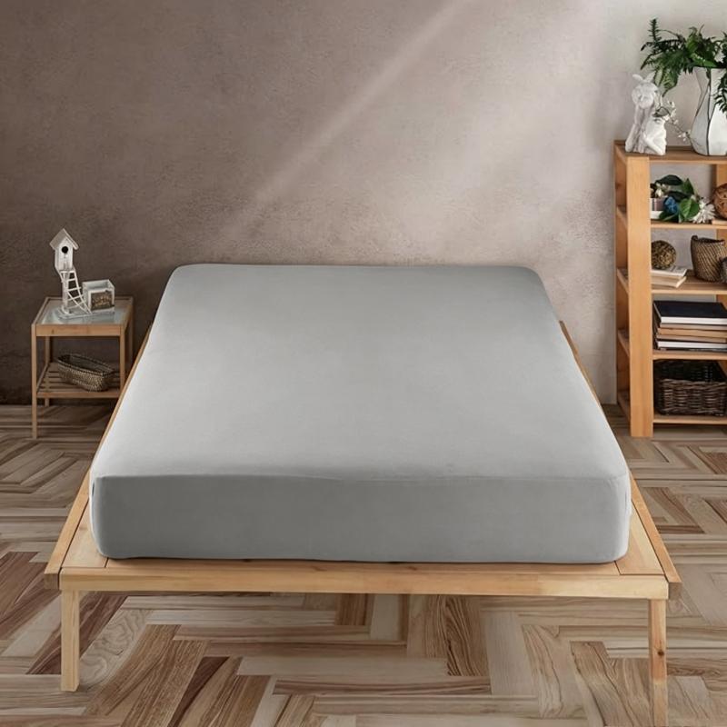 Solid Plain Waterproof Fitted Sheet Mattress Protector Queen King Mattress Cover Anti-bacterial Bed Pad Cover (No Pillow Case)