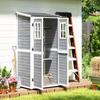 Wooden Garden House with Adjustable Shelves, Two Doors with Lock and Windows, Grey
