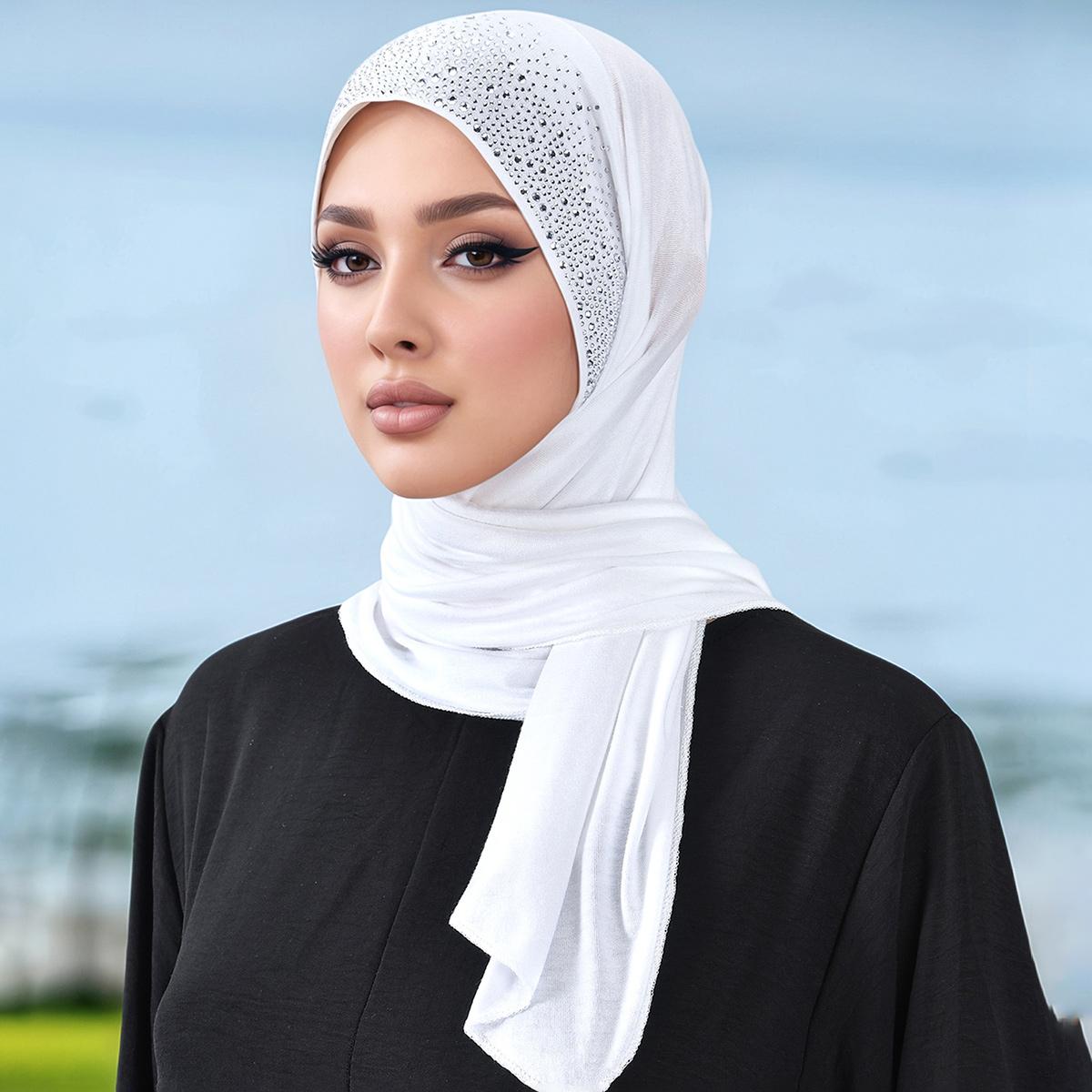 

Алмазный модальный трикотажный хиджаб треугольный шарф женский мусульманский хиджаб шали женские мягкие накидки однотонный исламский головной убор тюрбан