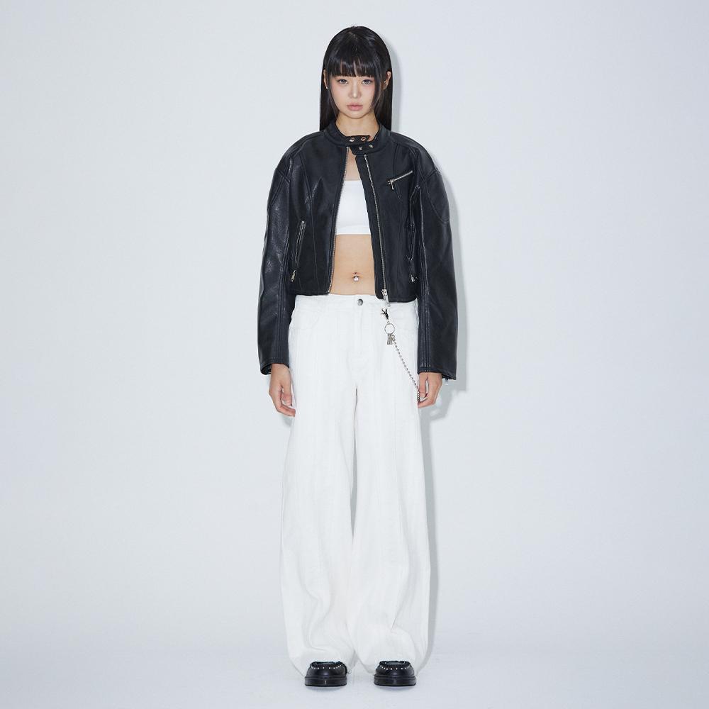 LALAFOX Damage Cutting Denim Pants White Bp2Dp003