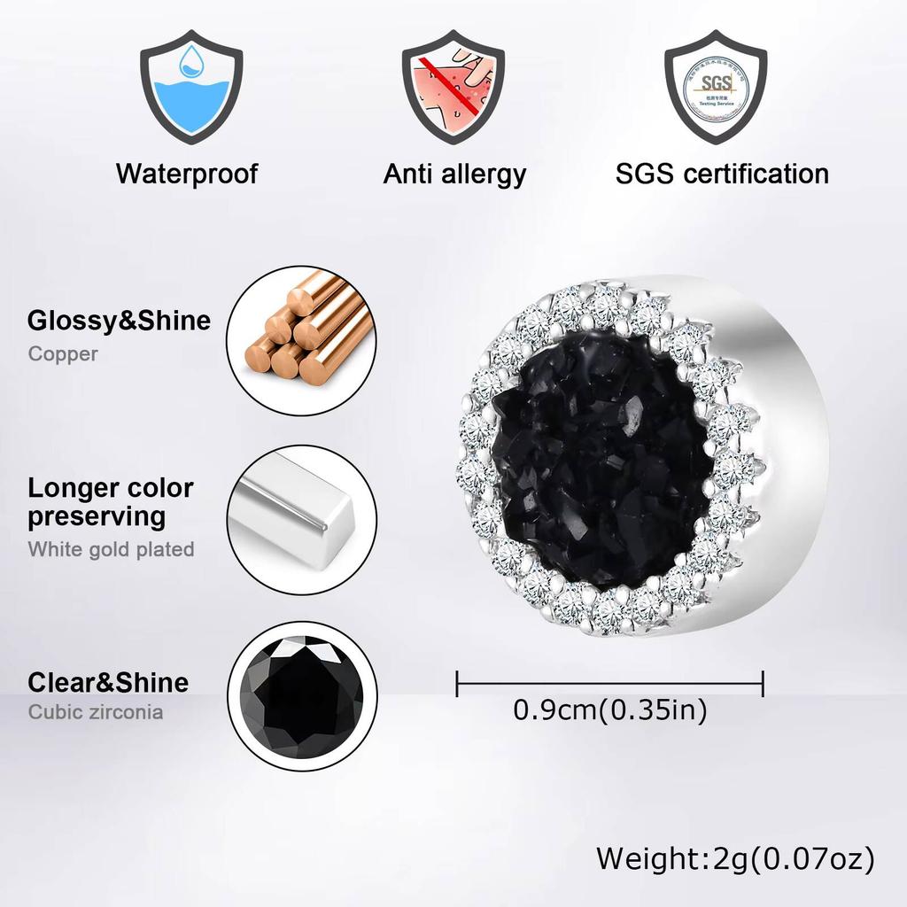 Orecchini a Clip Magnetici Vnox Senza Foro, Borchie Hip Hop con Zirconi per Uomo Donna, Gioielli per Orecchie Rotondi alla Moda Colore Argento Regali per Feste