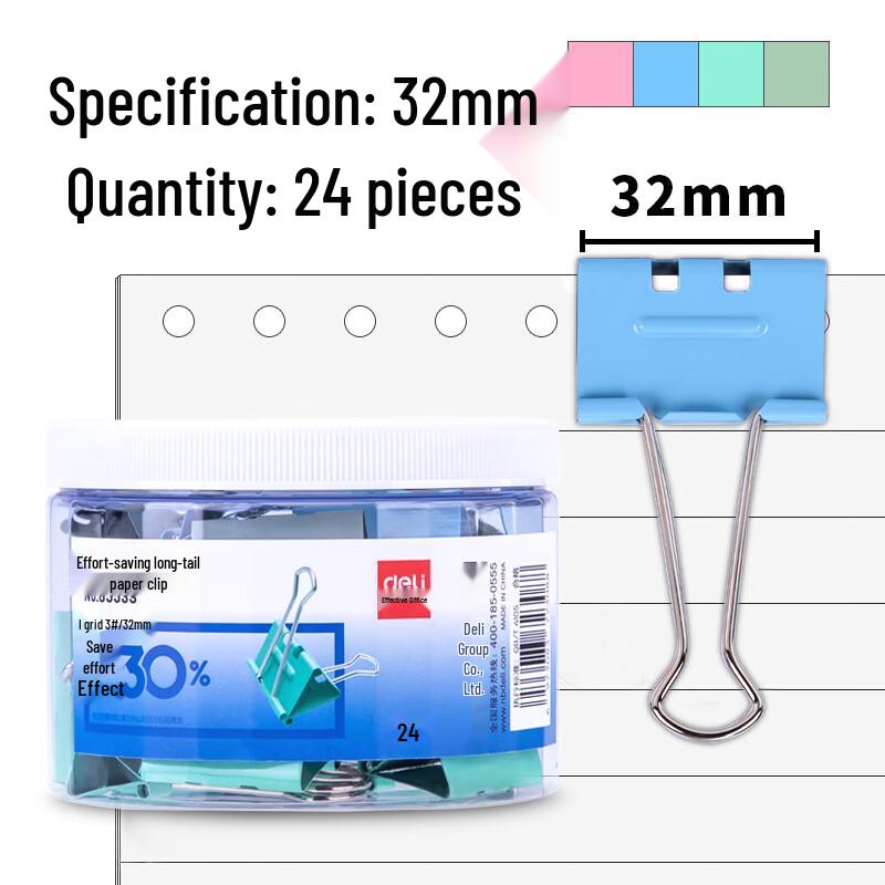 Deli 8553S Mixed Color Bill Clips