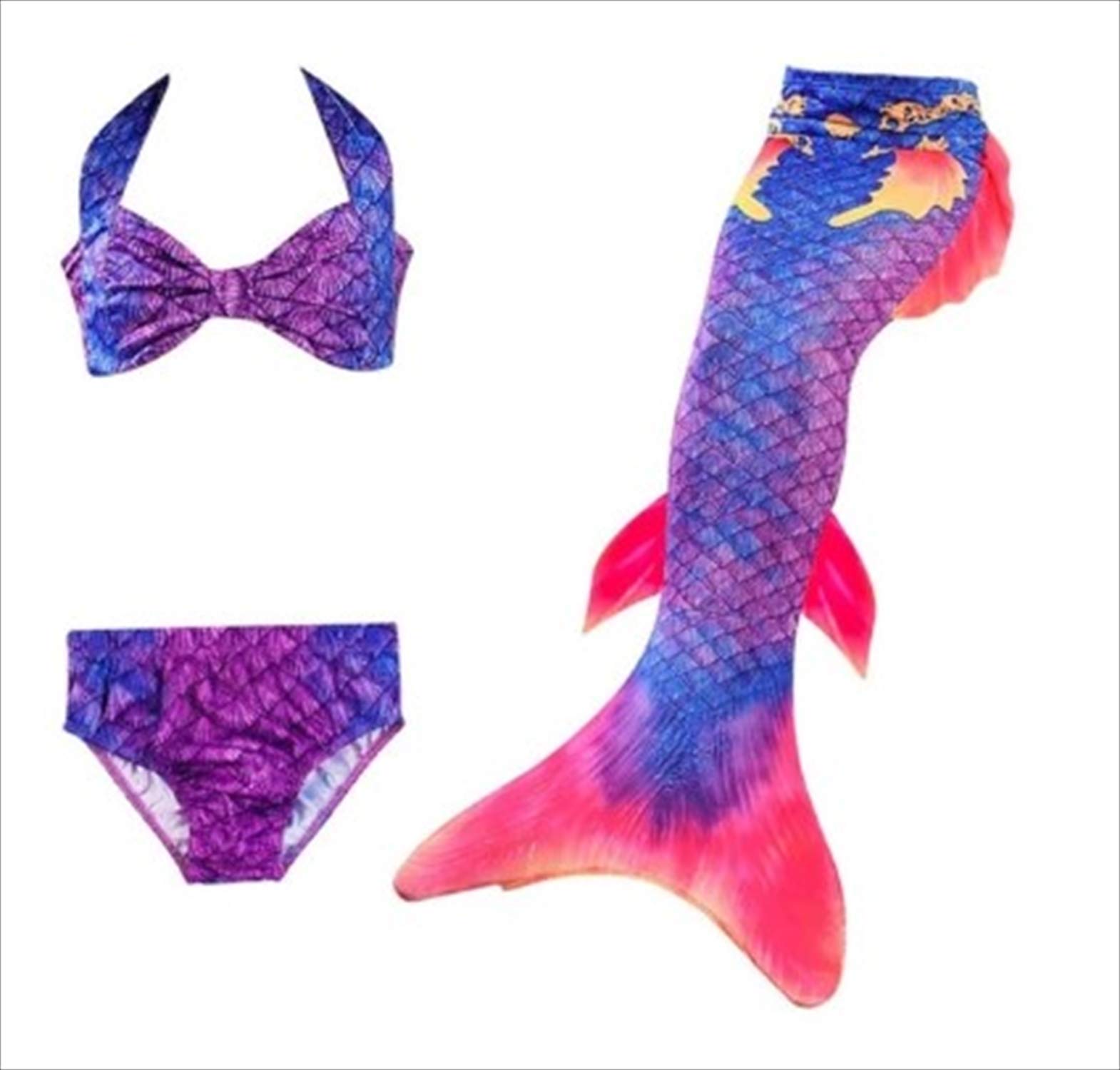 

DH78 Mermaid Swimsuit Bikini Tail Fin 3 Piece Set Baby 120 [Misia Luxury] & синій