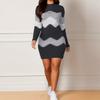 Damen Herbst Langarm Bodycon Maxikleider Sexy Geraffter Hals Slim Fit Cocktail Party Kleid Strickkleid
