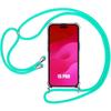 Case for iPhone 15 Pro Reinforced Protection Shockproof Transparent TPU with Turquoise Lanyard
