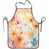 1pc Watercolor Floral Art Print Apron, Durable And Easy To Clean, Adjustable Waistband, Polyester Material, for Kitchen Cooking, Gardening, Orchard Pi
