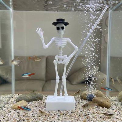 Plastikowy Tańczący Szkielet Bąbelkownica do Akwarium 3D Drukowany Ruchomy Szkielet Tlenowy Zbiornik Akwariowy