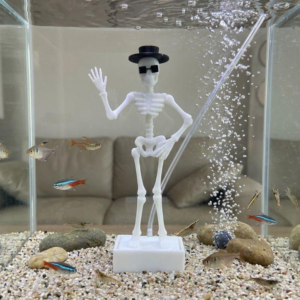 Wear Hat Sunglasses Fish Tank Dance Skull Ornament Movable Oxygen Skeleton  Aquariums Enthusiasts