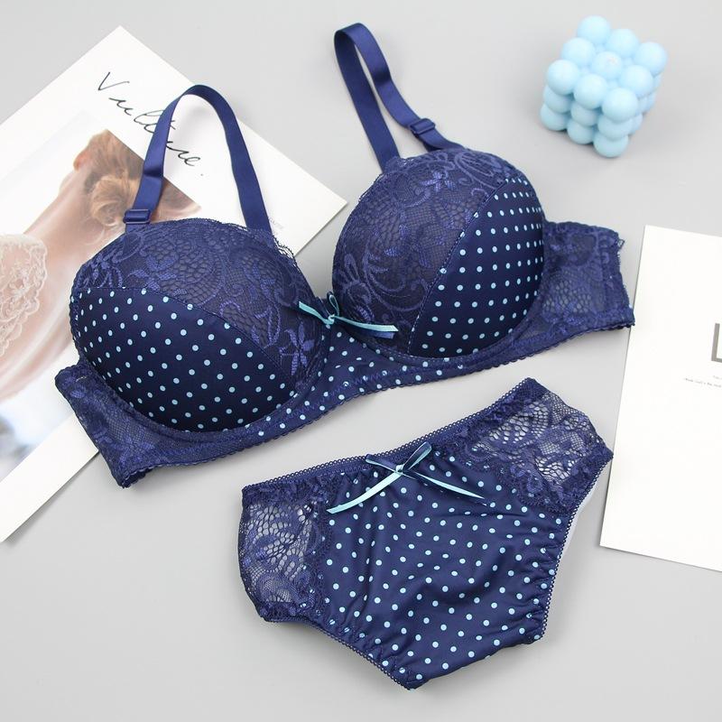 Sexy Gathering Bra Set Lace Fashion Comfortable Bra Skin-friendly Breathable Underwear