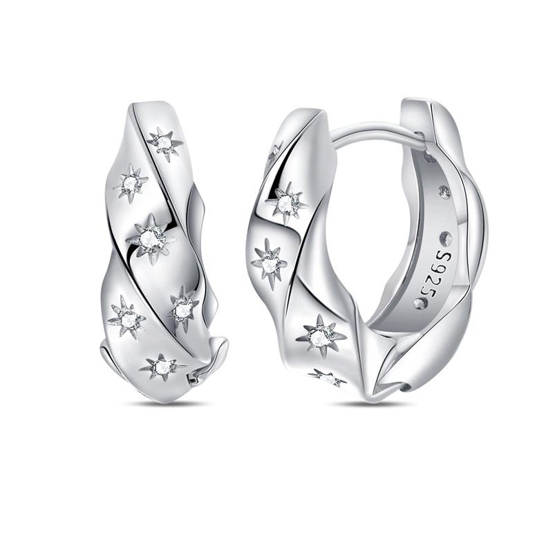 925 Silver Rose Gold Snake Bone Star Heart-Shaped Women Earring Brilliant Wedding Engagement Star Earrings Jewelry Gift