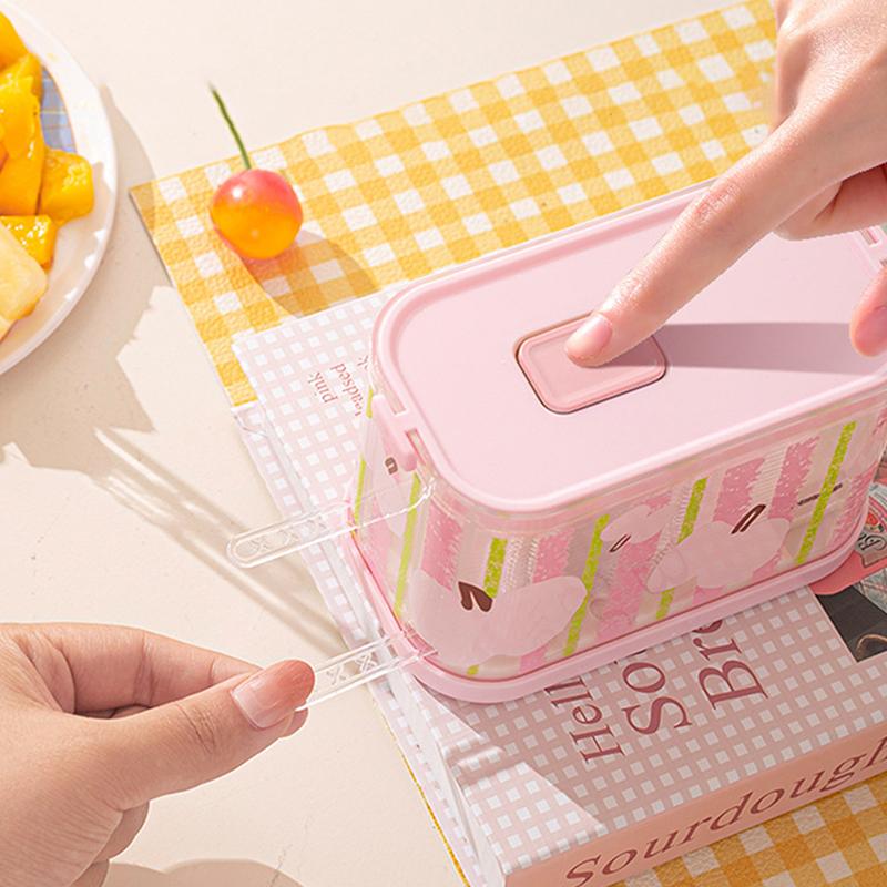 Disposable Fruit Fork Storage Box With 50 Pcs Fruit Forks Press Design Reusable Portable Fork Organizer Home Party Use
