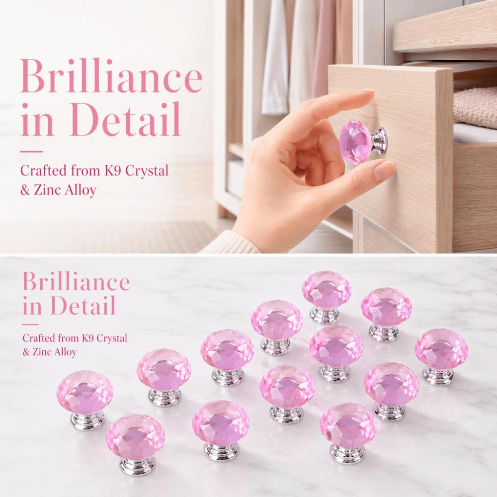 12pcs Decorative Glass Drawer Pulls 30mm Diameter Diamond Cabinet Knobs Cute Cabinet Knobs Cabinets