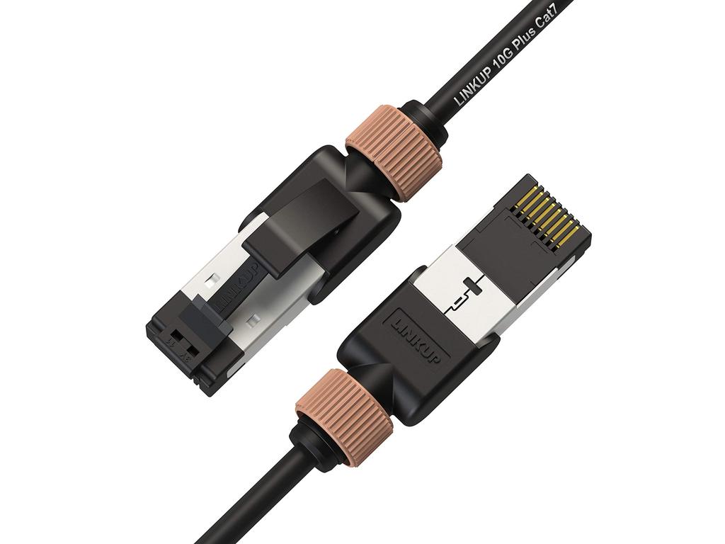 LINKUP Cat7 LAN Cable of 10 Gigabit RJ45 Connectors with Double Shielded Ethernet for and Internet Category 7 Network Cable Cable 40G 30AWG Black